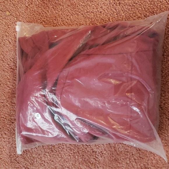 Burgundy (Faux) Suede Moto Jacket.  Red Motorcycle Jacket XL. NWT. Express. - Picture 4 of 9